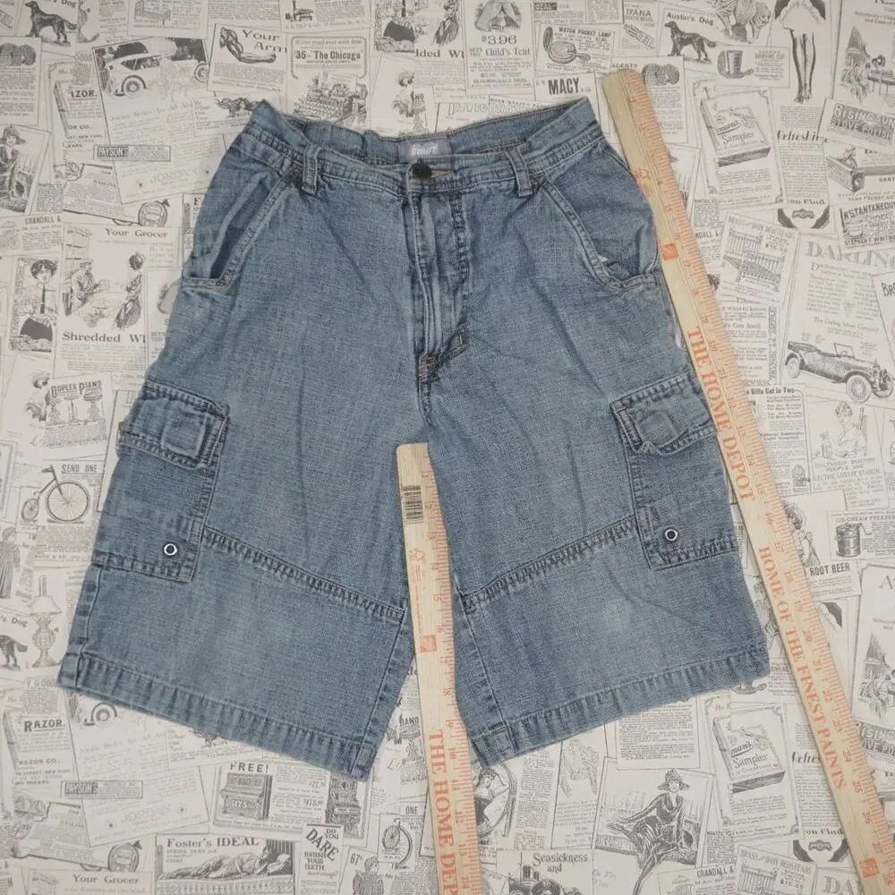 14 - Vintage Y2K Utility Shorts faded light wash cargo